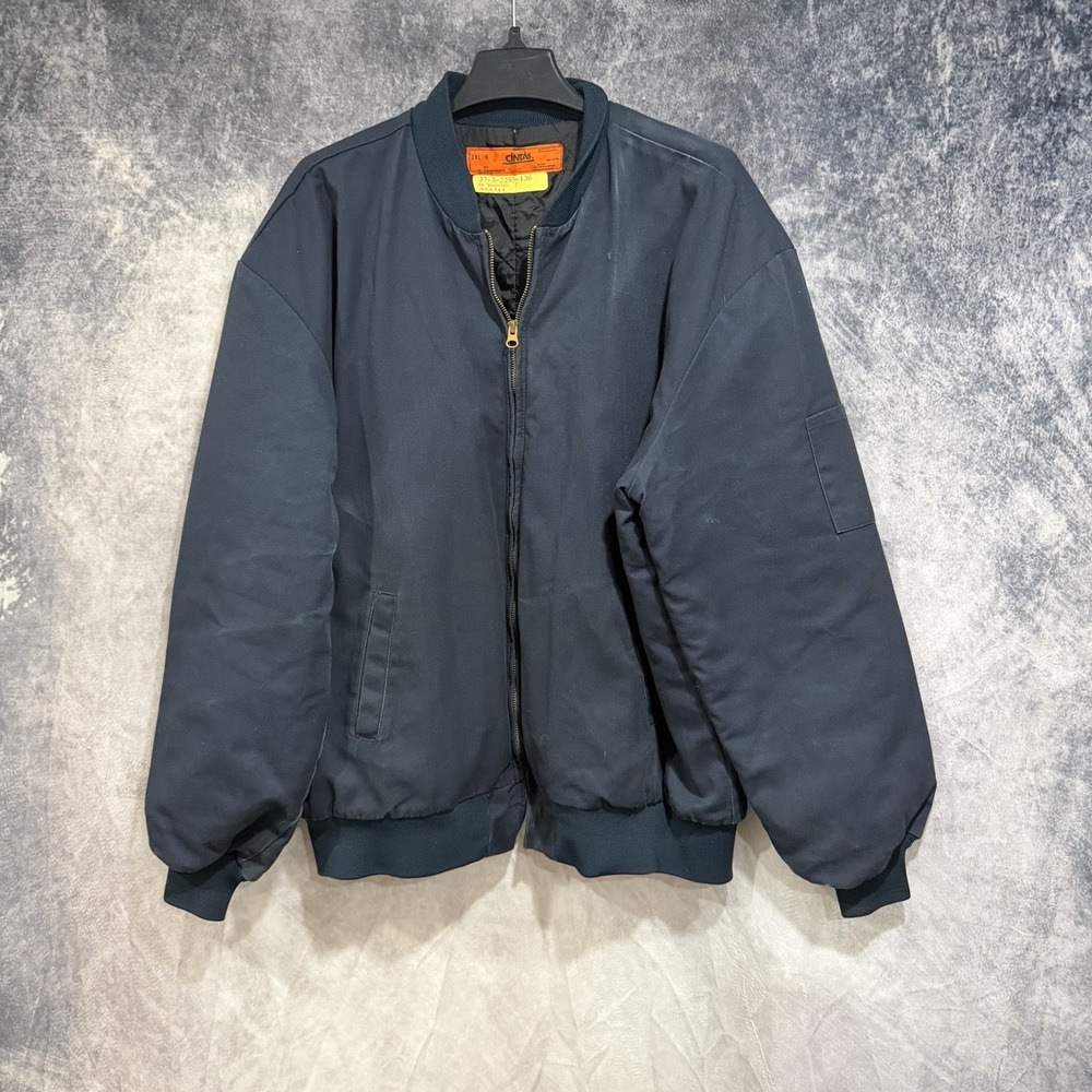 Cintas Mechanic Quilt Lined Navy Blue Bomber Jacket Mens Sz 2XL Workwear